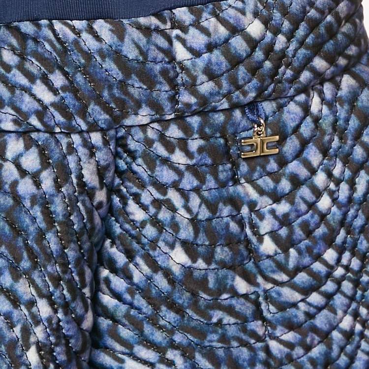 Pre Owned Elisabetta Franchi Blue Printed Jersey Mini Dress M