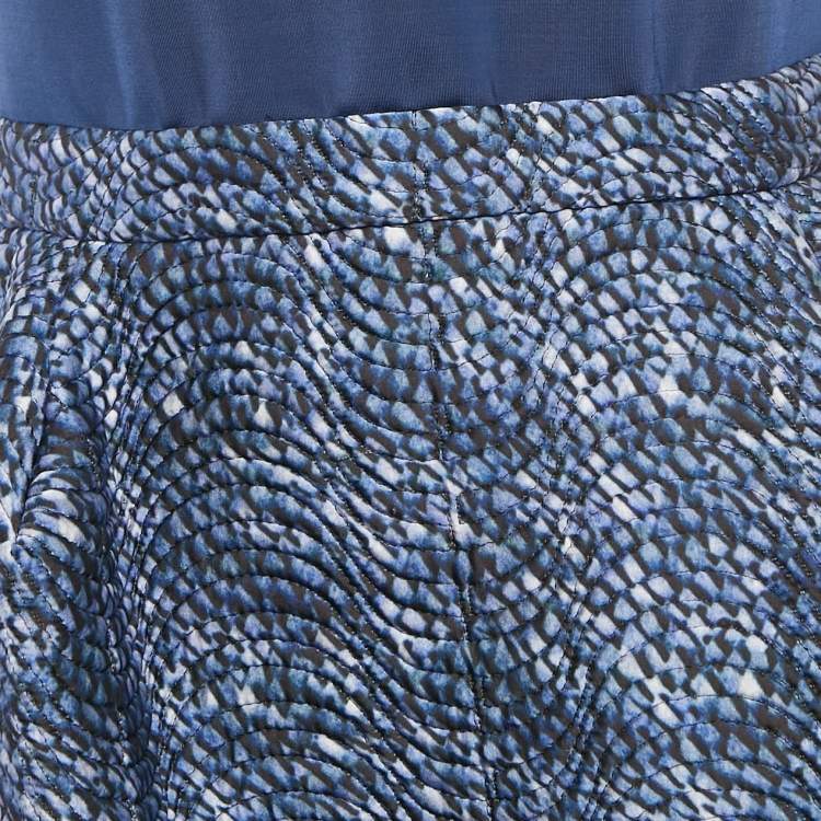Pre Owned Elisabetta Franchi Blue Printed Jersey Mini Dress M