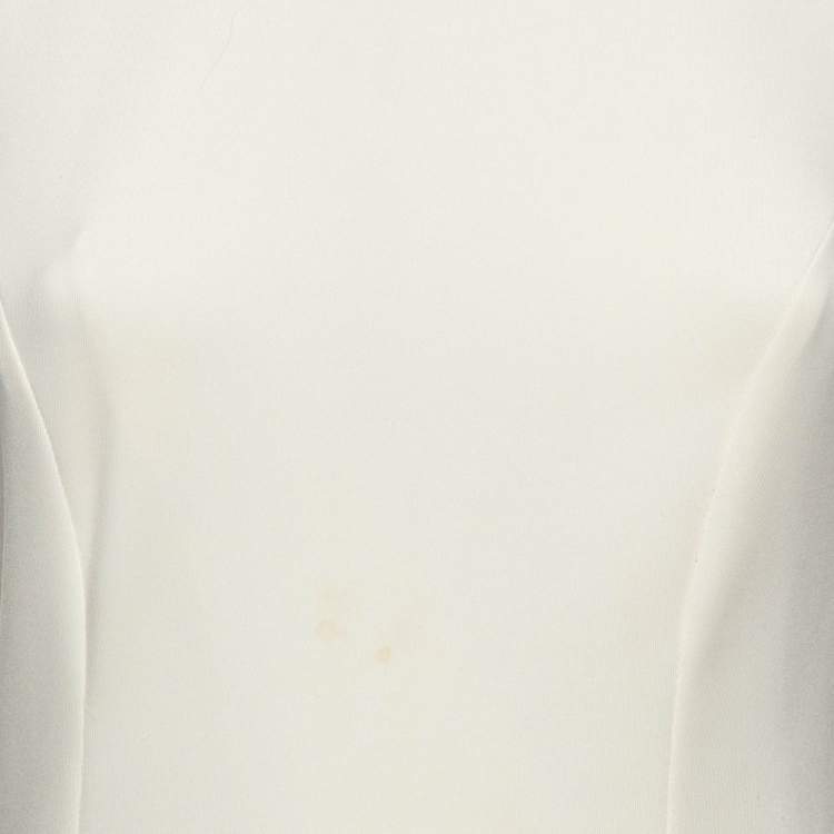 Pre Owned Elisabetta Franchi Cream Jersey Sleeveless Sheath Dress M