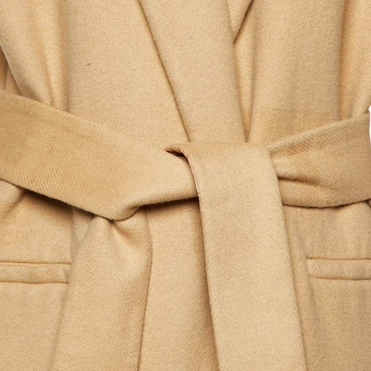 Pre Owned Elisabetta Franchi Beige Wool Belted Overcoat M