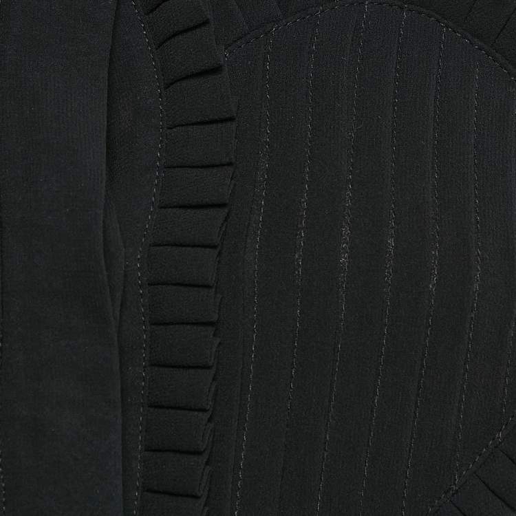 Pre Owned Elisabetta Franchi Black Nylon Ruffle Detail Short Dress M