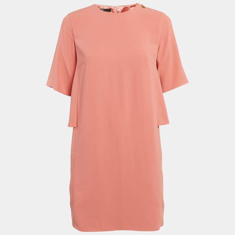 Pre Owned Elisabetta Franchi Peachy Pink Crepe Mini Dress M