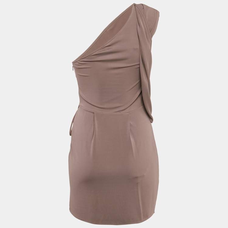 Pre Owned Elisabetta Franchi Mauve Jersey One Shoulder Mini Dress S