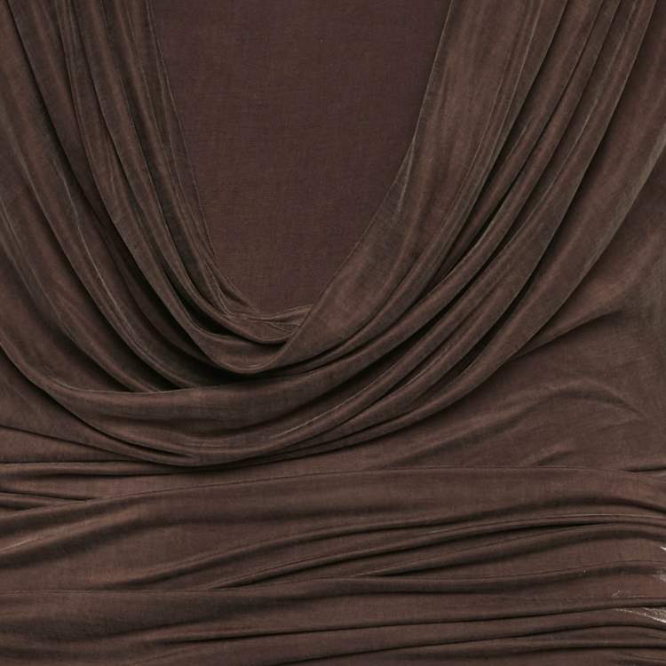 Pre Owned Elisabetta Franchi Brown Jersey Ruche Mini Dress S