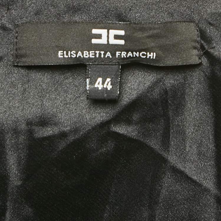 Pre Owned Elisabetta Franchi Black Nylon Draped One-Shoulder Midi Dress M