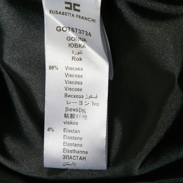 Pre Owned Elisabetta Franchi Black Crepe Pleated Midi Dress M