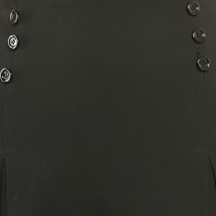 Pre Owned Elisabetta Franchi Black Crepe Pleated Midi Dress M