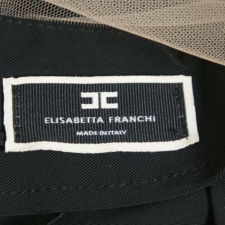 Pre Owned Elisabetta Franchi Black Stretch Gabardine Applique Detail Jumpsuit M