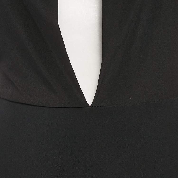 Pre Owned Elisabetta Franchi Black Jersey Cut-Out Bodysuit S