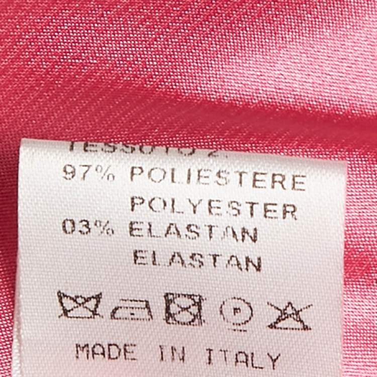 Pre Owned Elisabetta Franchi Red Silk Pleated Strapless Top M