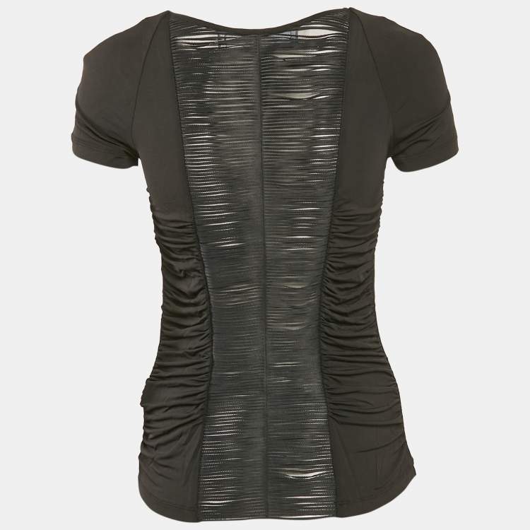 Pre Owned Elisabetta Franchi Black Jersey Ruched Top S