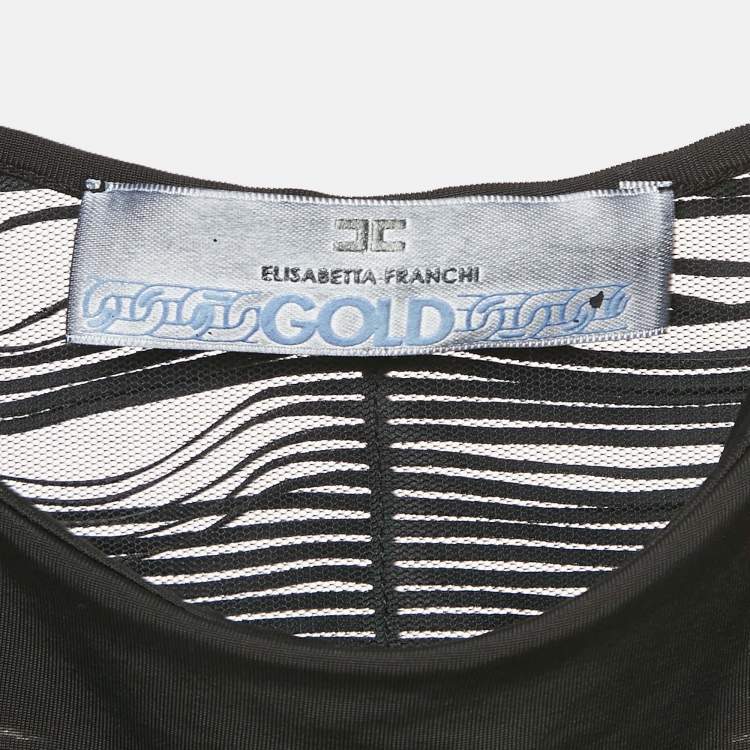 Pre Owned Elisabetta Franchi Black Jersey Ruched Top S