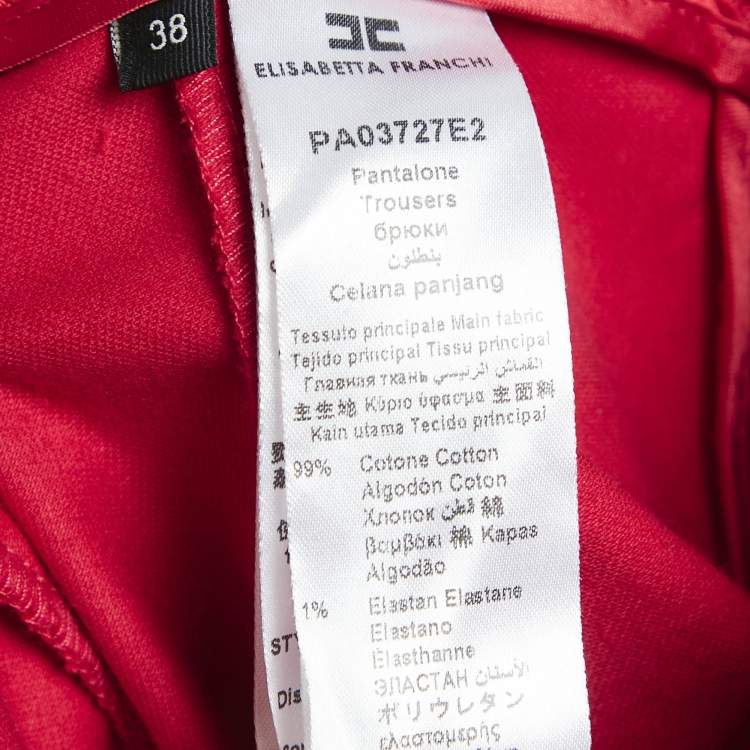 Pre Owned Elisabetta Franchi Red Velvet Boot-Cut Leg Trousers S