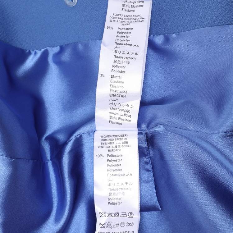 Pre Owned Elisabetta Franchi Blue Crepe Double Breasted Blazer S
