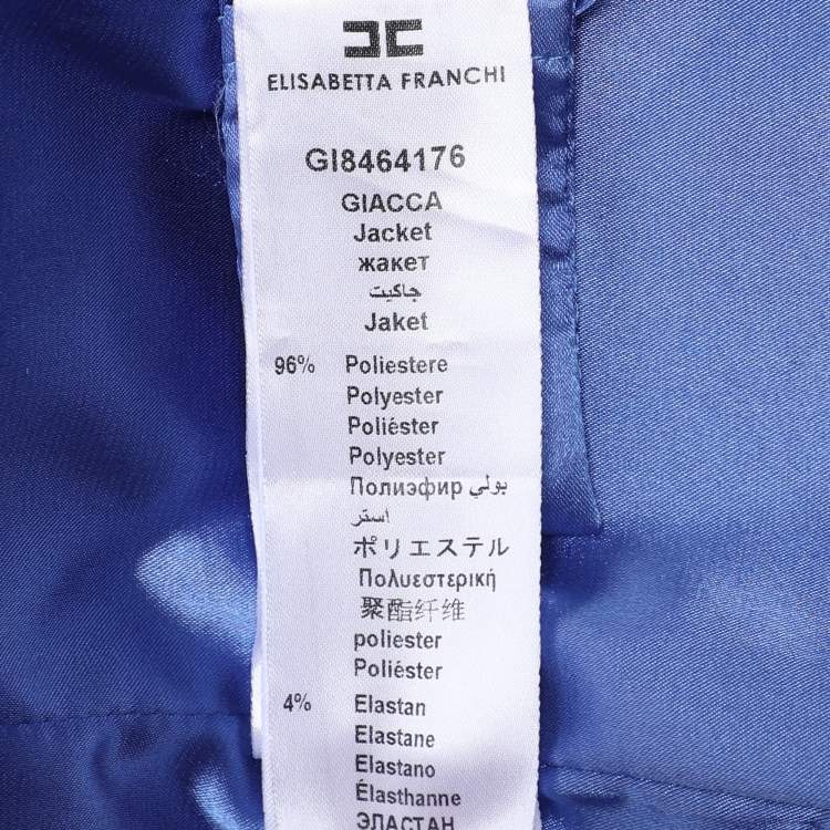 Pre Owned Elisabetta Franchi Blue Crepe Double Breasted Blazer S