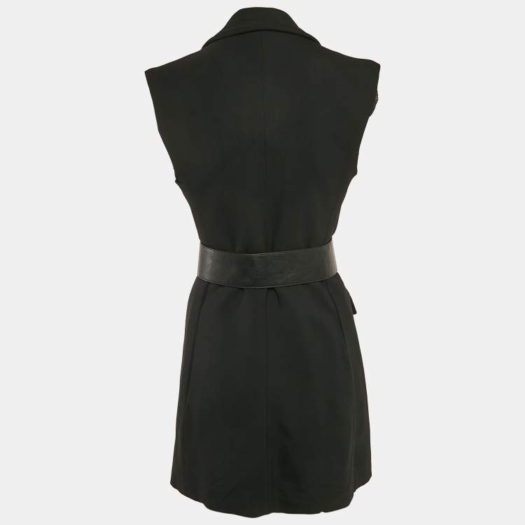 Pre Owned Elisabetta Franchi Black Belted Sleeveless Coat S
