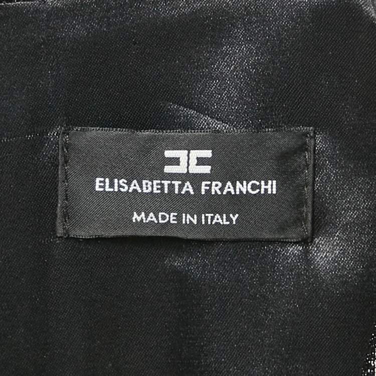 Pre Owned Elisabetta Franchi Black Lurex Gabardine Slim Fit Jumpsuit L