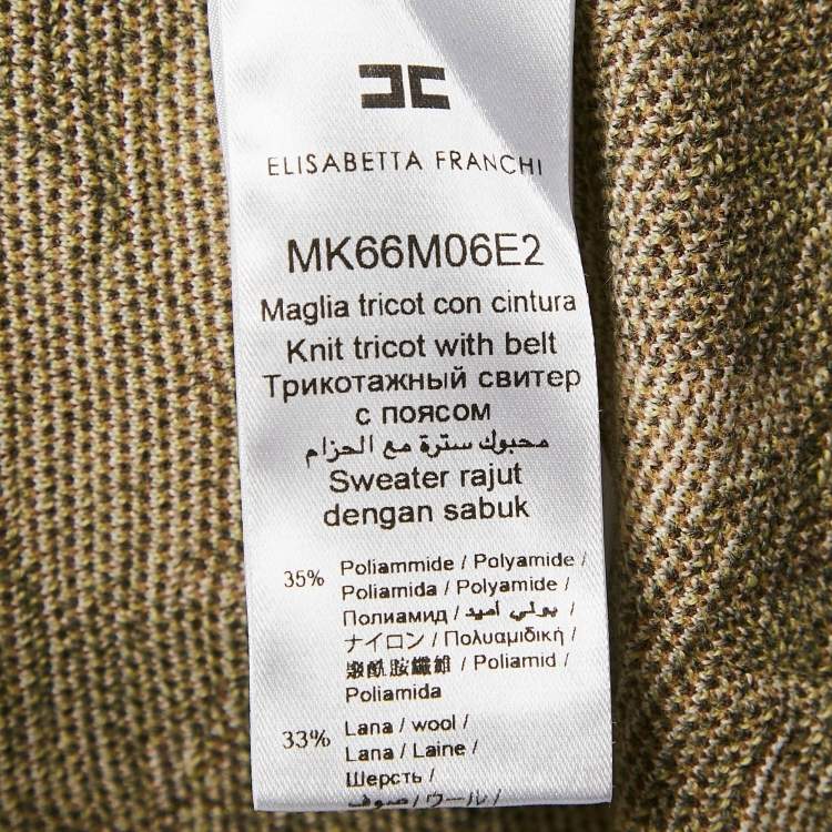Pre Owned Elisabetta Franchi Green Camouflage Print Knit Long Cardigan L
