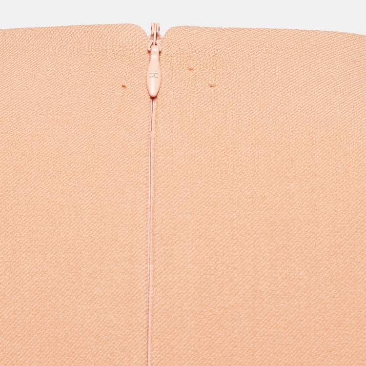 Pre Owned Elisabetta Franchi Orange Knit Embellished Mini Dress M