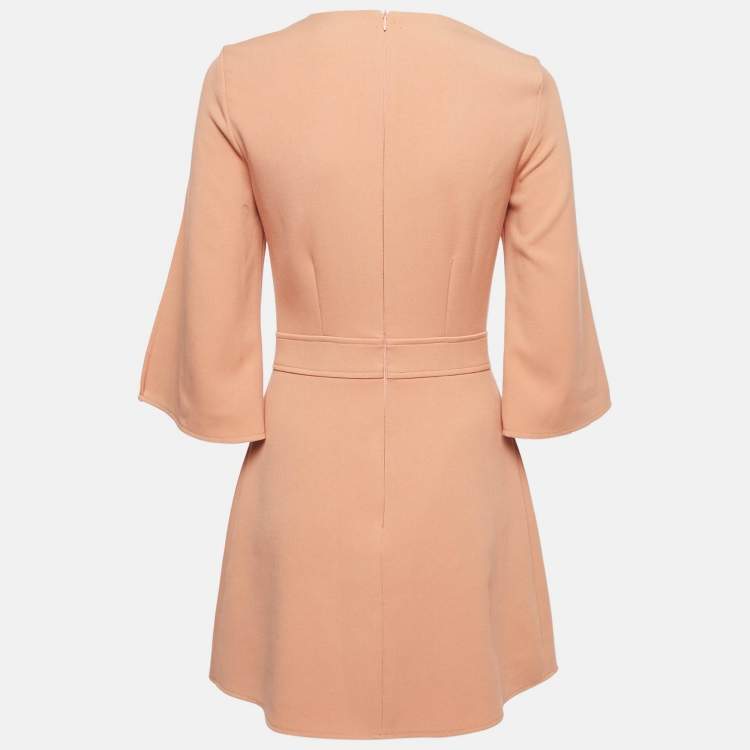 Pre Owned Elisabetta Franchi Orange Knit Embellished Mini Dress M