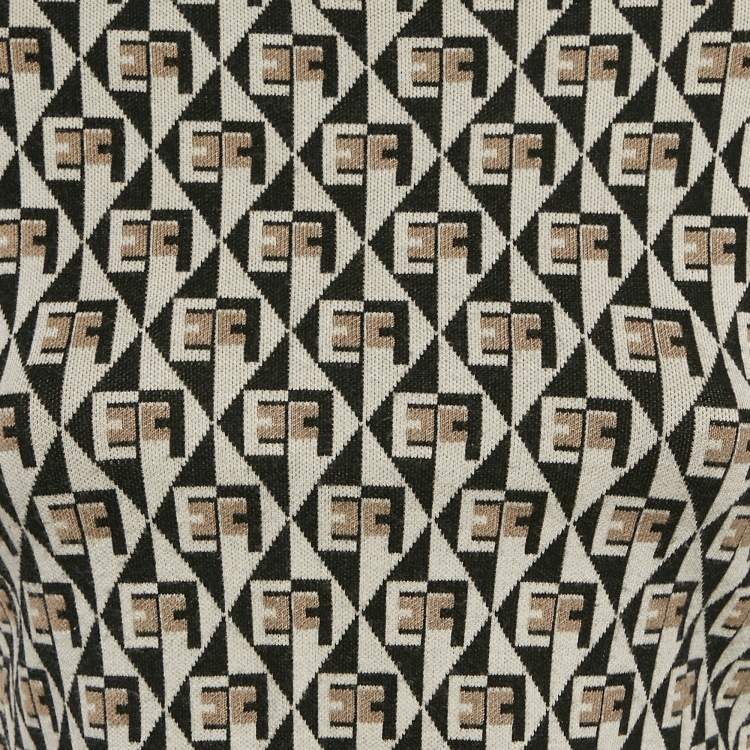 Pre Owned Elisabetta Franchi Brown Monogram Knit Crewneck Sweater M