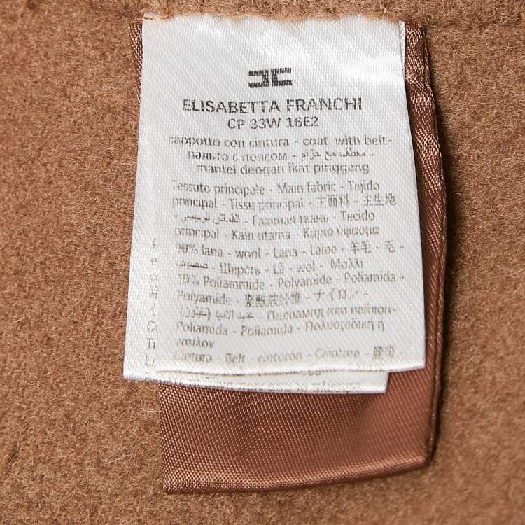 Pre Owned Elisabetta Franchi Beige Felt Wool Double Breasted Coat M