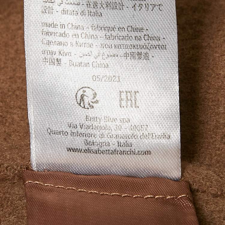 Pre Owned Elisabetta Franchi Beige Felt Wool Double Breasted Coat M
