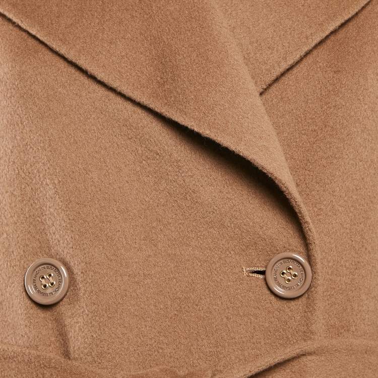 Pre Owned Elisabetta Franchi Beige Felt Wool Double Breasted Coat M