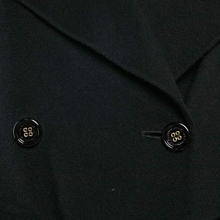 Pre Owned Elisabetta Franchi Black Wool Felt Double Breasted Coat M