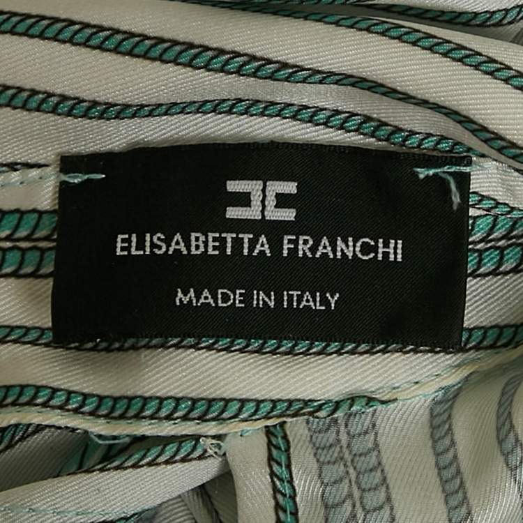 Pre Owned Elisabetta Franchi Blue/White Striped Crepe Detachable Jumpsuit S