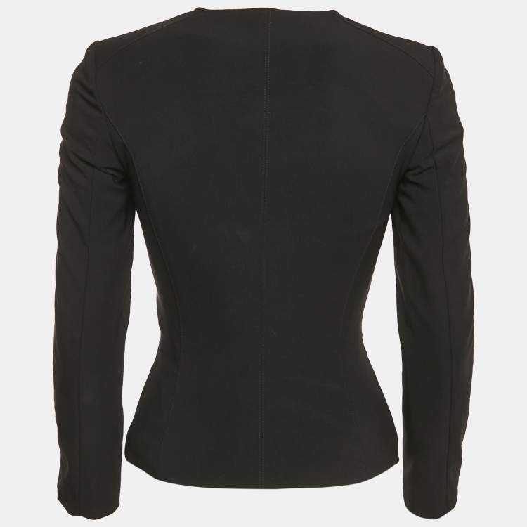 Pre Owned Elisabetta Franchi Black Crepe Zip-Up Jacket S