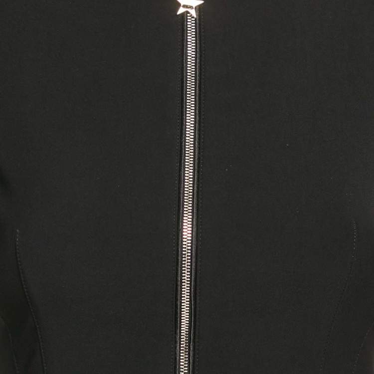 Pre Owned Elisabetta Franchi Black Crepe Zip-Up Jacket S