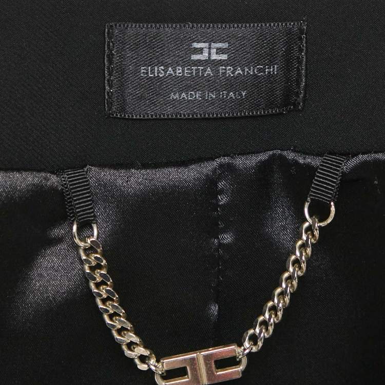 Pre Owned Elisabetta Franchi Black Crepe Zip-Up Jacket S