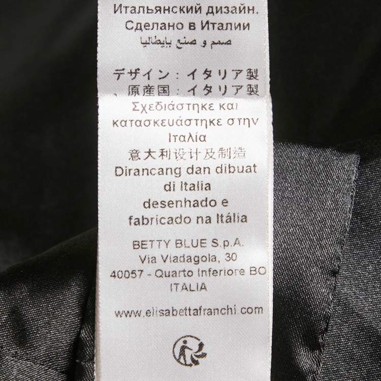 Pre Owned Elisabetta Franchi Black Crepe Zip-Up Jacket S