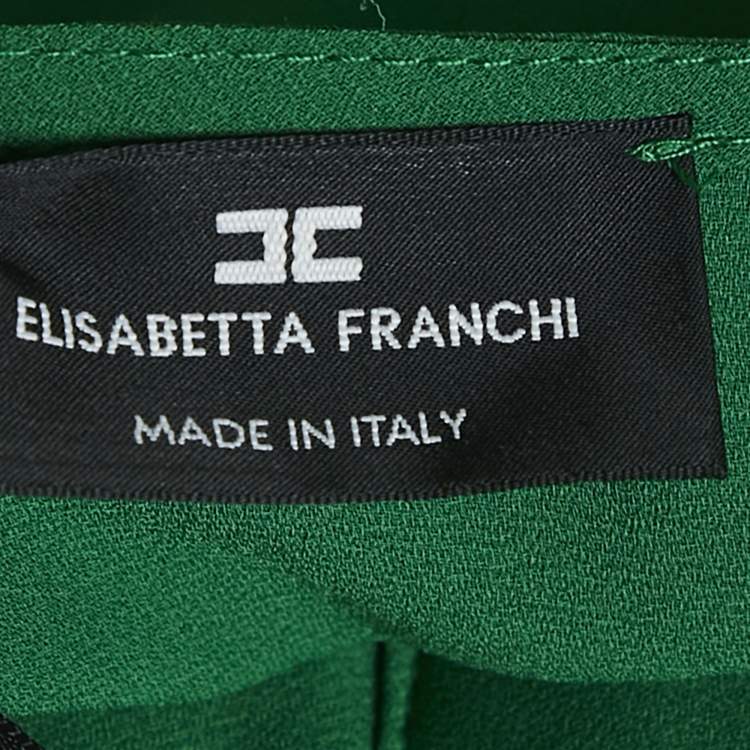 Pre Owned Elisabetta Franchi Green Crepe Bow Detail Top M