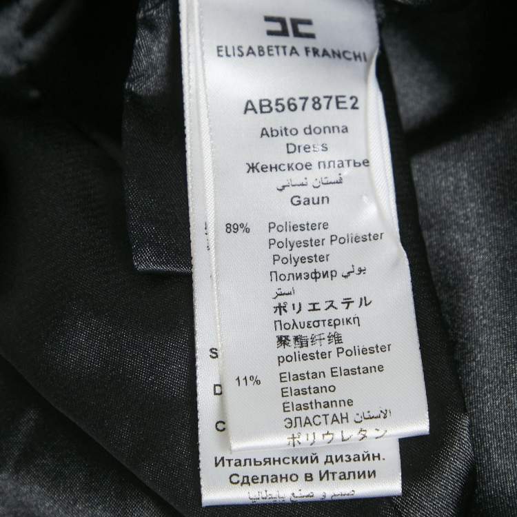 Pre Owned Elisabetta Franchi Black Crepe Double Breasted Long Coat S