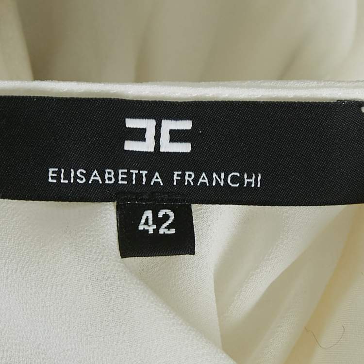 مملوكة مسبقًا Elisabetta Franchi White Crepe Layered Mini Dress M