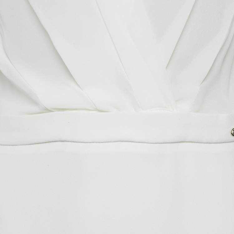 مملوكة مسبقًا Elisabetta Franchi White Crepe Layered Mini Dress M