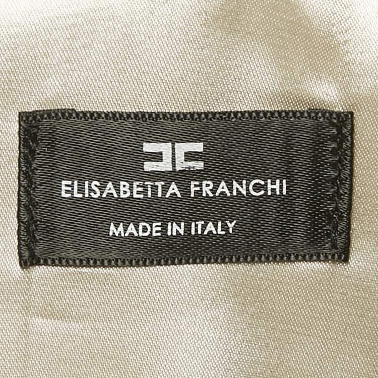 Pre Owned Elisabetta Franchi Black/Cream Crepe Button Embellished Jumpsuit S