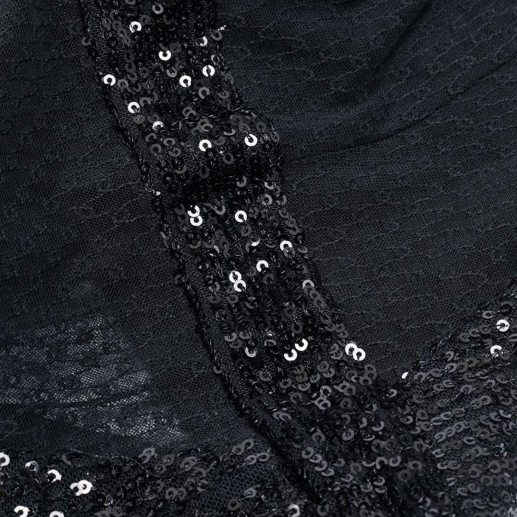 Pre Owned Elisabetta Franchi Black Mesh and Sequin Sheer Jumpsuit S