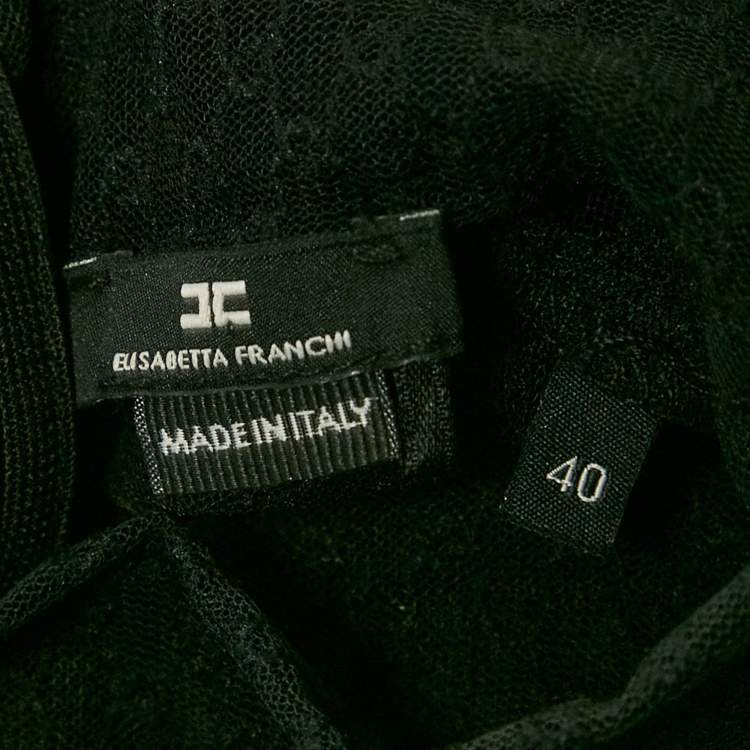 Pre Owned Elisabetta Franchi Black Mesh and Sequin Sheer Jumpsuit S