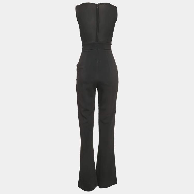 Pre Owned Elisabetta Franchi Black Crepe Sleeveless Jumpsuit M