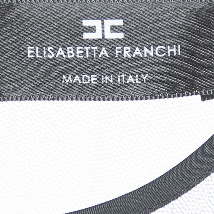 Pre Owned Elisabetta Franchi Black Velvet Lace Trimmed Bodysuit Top M