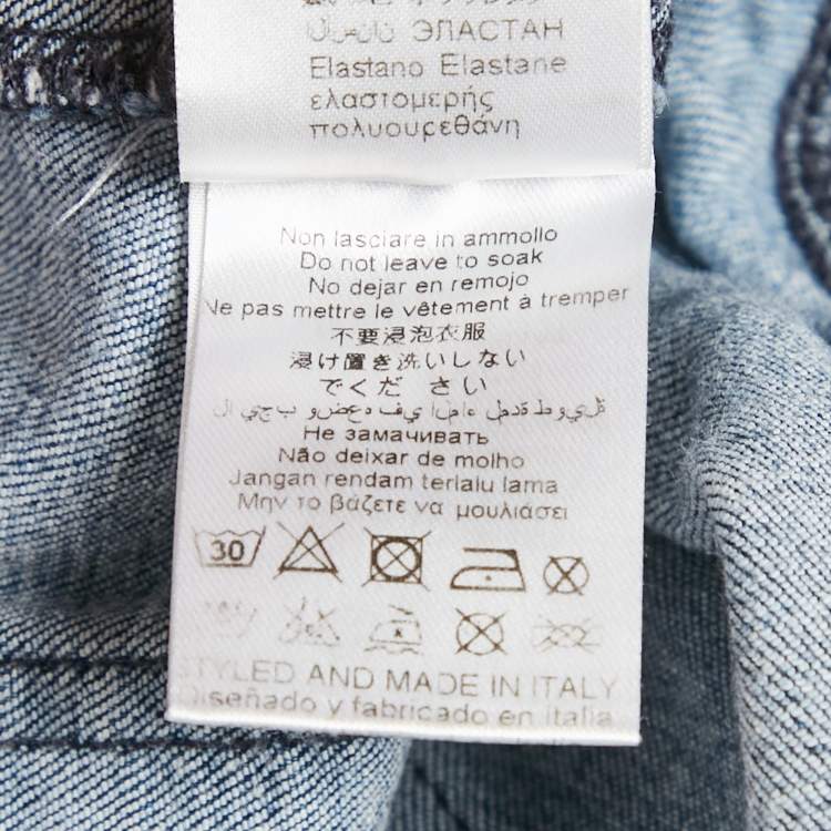 Pre Owned Elisabetta Franchi Blue Ripped Hem Denim Skinny Jeans S Waist 27"