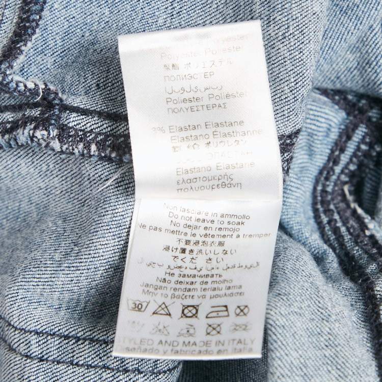 Pre Owned Elisabetta Franchi Blue Ripped Hem Denim Skinny Jeans S Waist 27"