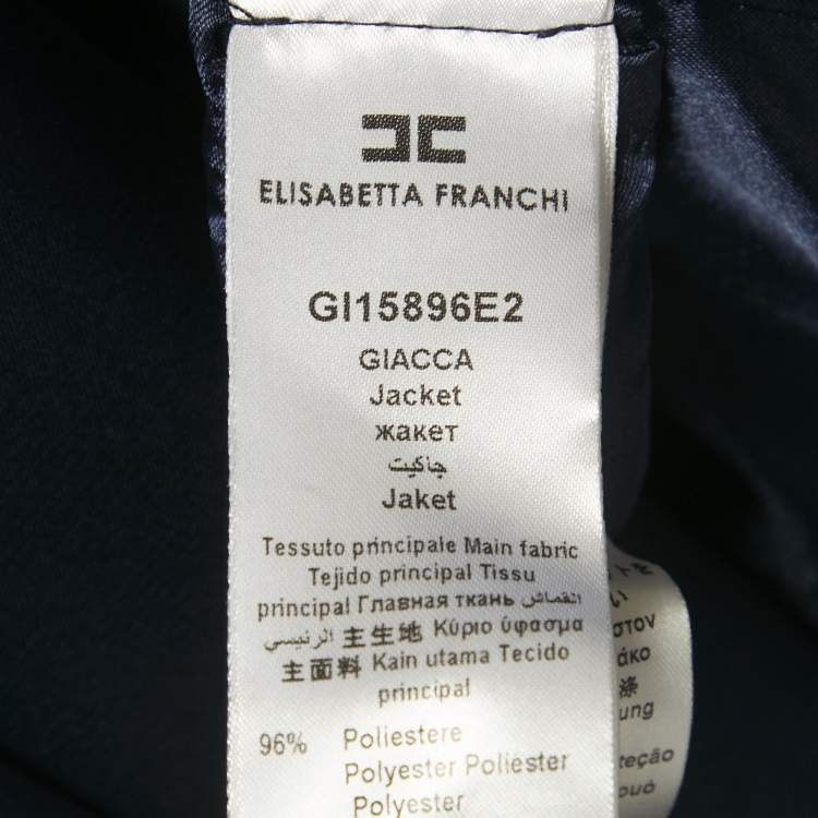 Pre Owned Elisabetta Franchi Navy Blue Embellished Blazer & Mini Skirt Set M