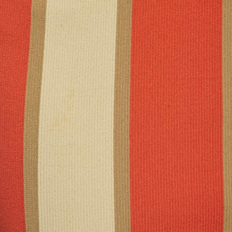 Pre Owned Elisabetta Franchi Orange Stretch Knit Strappy Bodycon Dress L