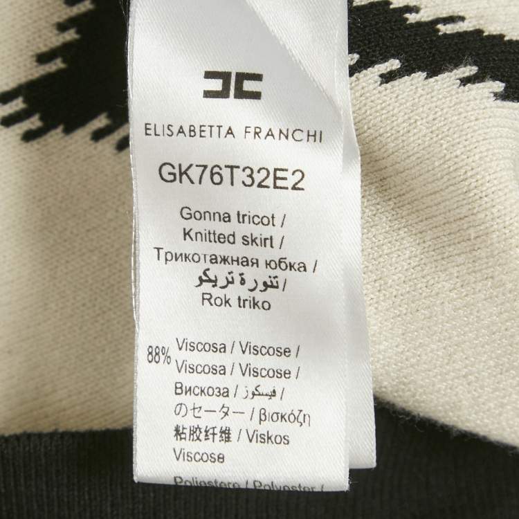 مملوكة مسبقًا Elisabetta Franchi Black Tribal Intarsia Stretch Knit Midi Skirt L