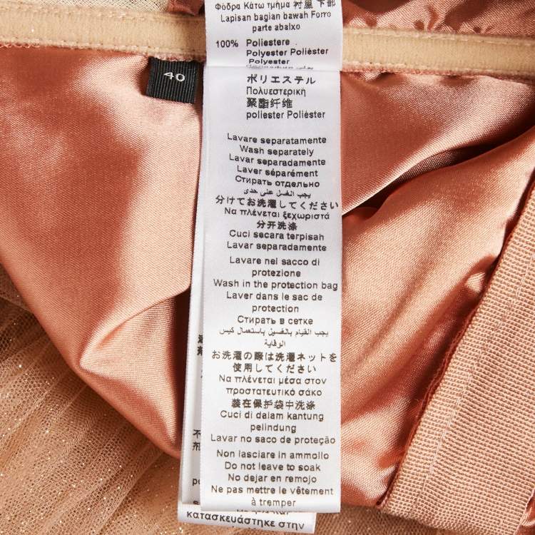 Pre Owned Elisabetta Franchi Beige/Pink Tulle Strapless Midi Dress S