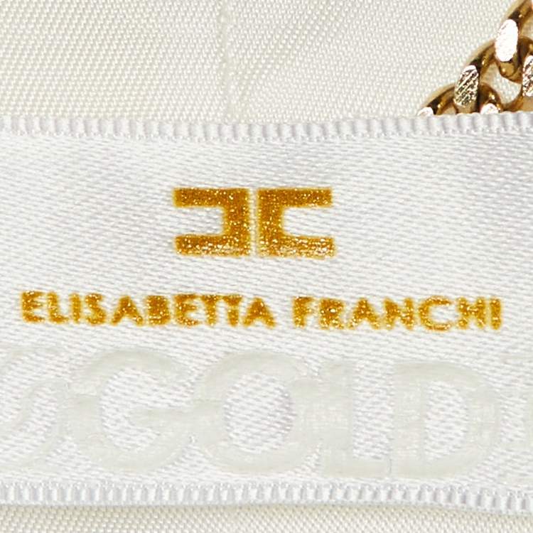 Pre Owned Elisabetta Franchi White Textured Patterned Cotton Open Blazer M